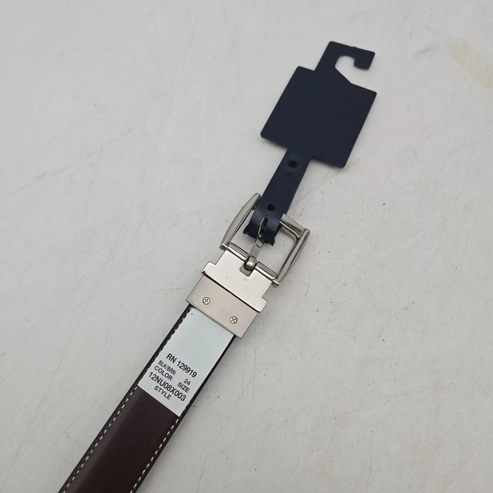 Nautica Belt Black Brown Reversible Syn Leather Womens 24 Nickel Buckle